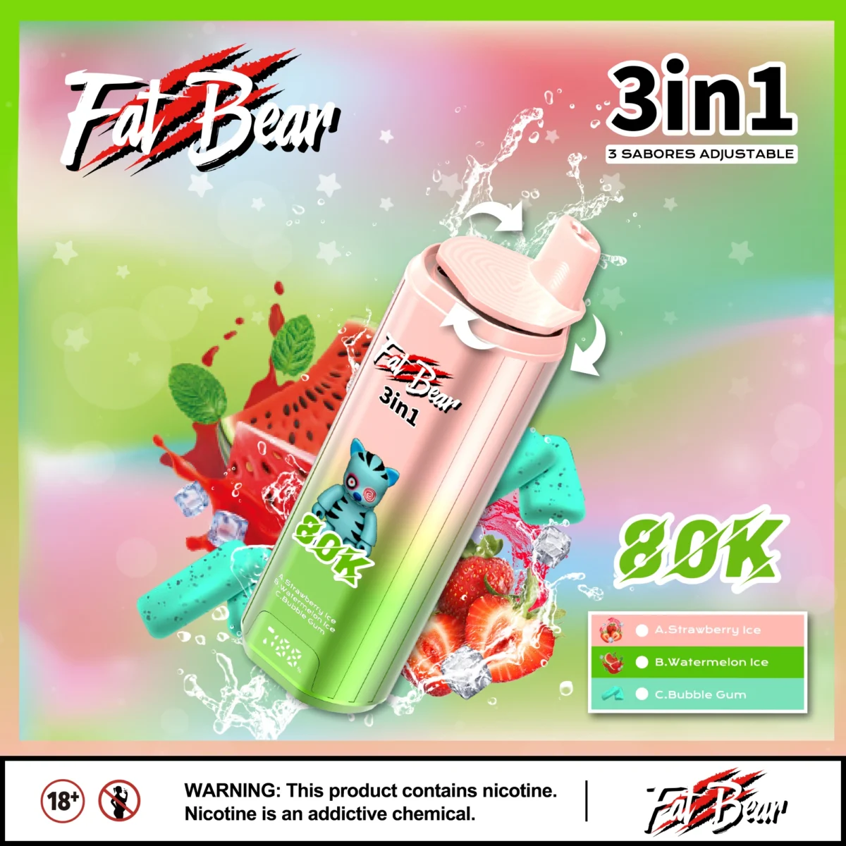 Aivono Aim Fatbear 80K Puffs 3-in-1 Flavor Vape | Triple Flavour. Huge Lifespan - Obraz 9