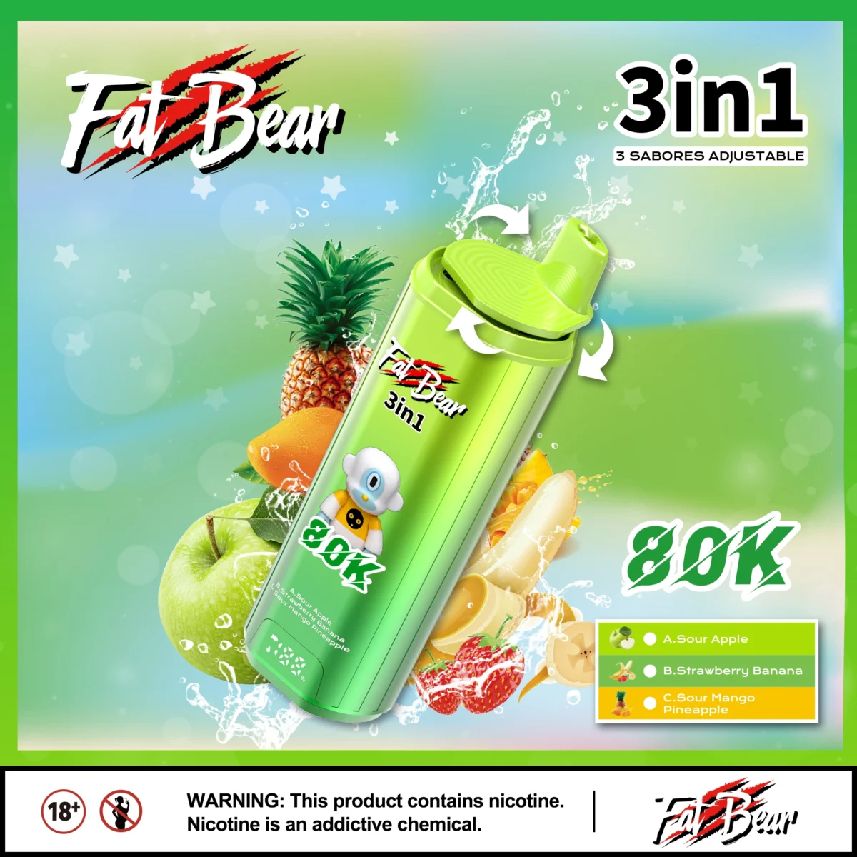 Aivono Aim Fatbear 80K Puffs 3-in-1 Flavor Vape | Triple Flavour. Huge Lifespan - Obraz 5