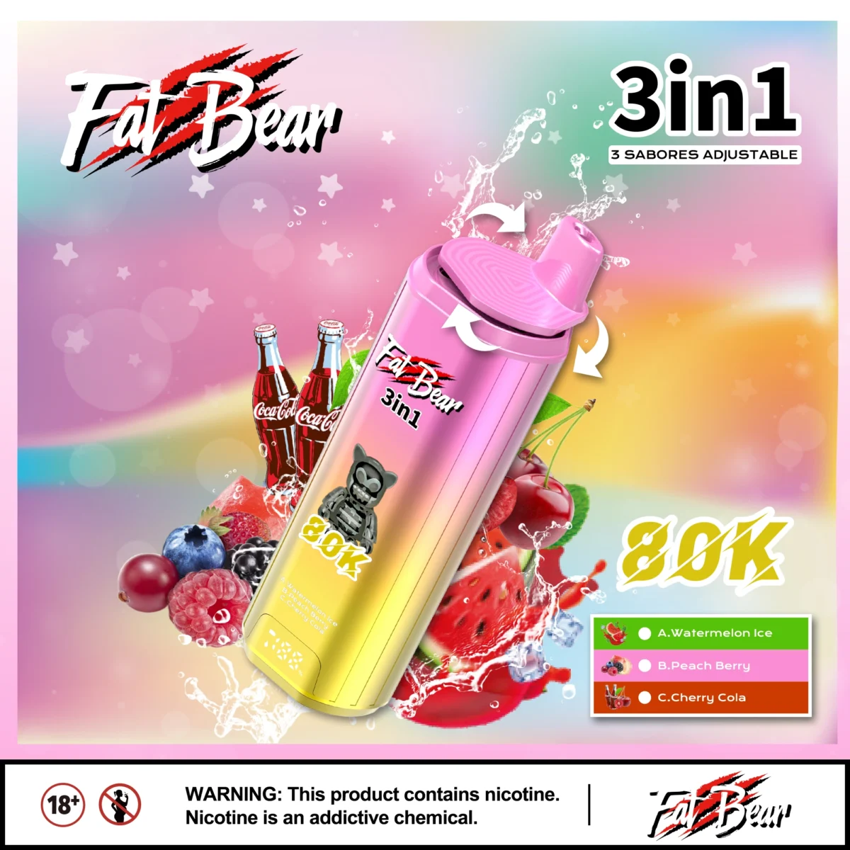 Aivono Aim Fatbear 80K Puffs 3-in-1 Flavor Vape | Triple Flavour. Huge Lifespan - Obraz 2