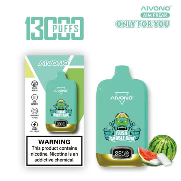 Aivono Aim Freak 13K Puffs Schermo a colori Vape | Grandi tiri, schermo trasparente, facile ricarica