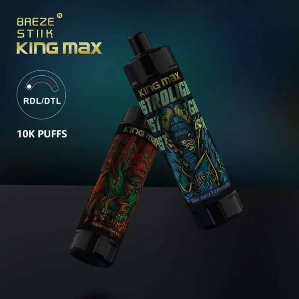 Breze Stiik King Max 10K Puffs DTL Flusso d'aria regolabile | Aroma DTL di lunga durata con facile ricarica di tipo C