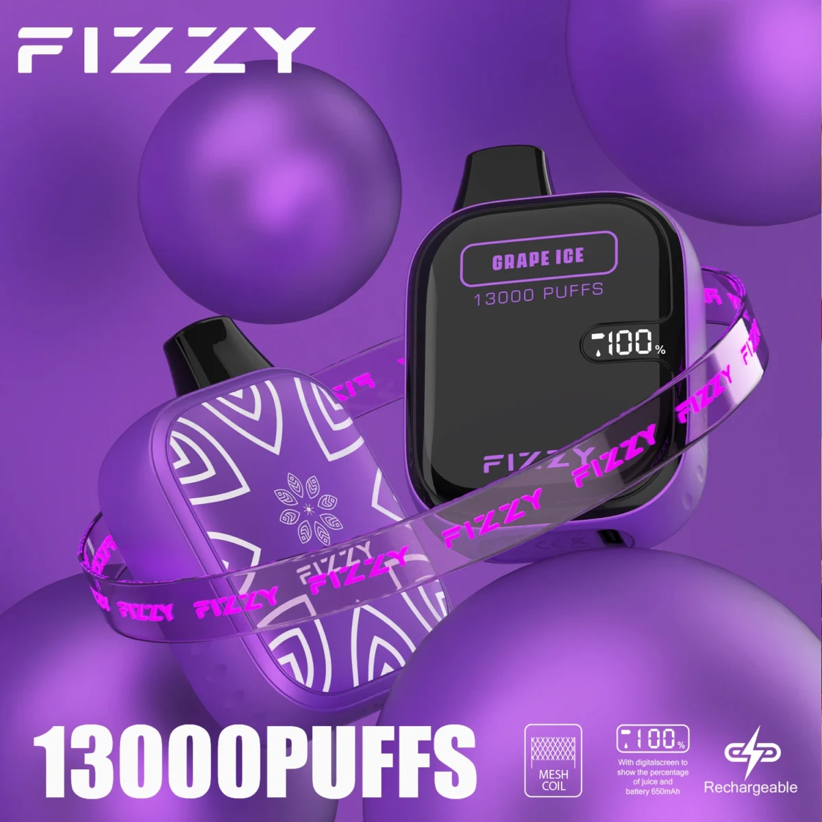 Fizzy Boom 13000 LCD screen metal atomizer | Long lasting taste, easy to operate - Image 5