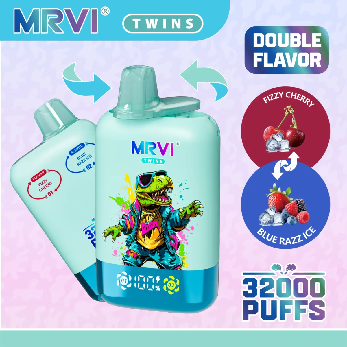 MRVI Twins 32000 Dual Flavor Disposable vape | Two flavors, big gulps, easy to handle. - Afbeelding 2