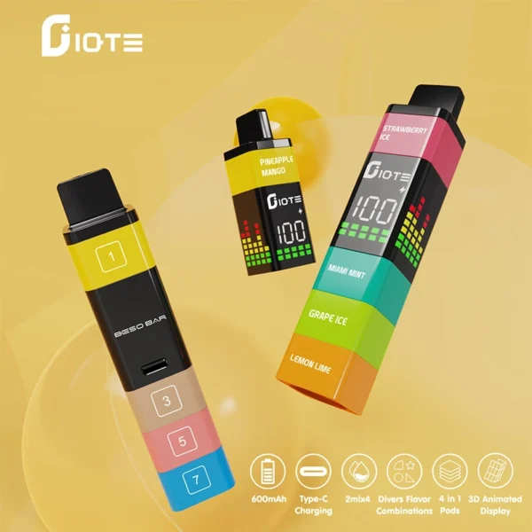 IQTE 2400 Puffs Four in One Multi Flavor Vape | One Set Rechargeable, Four Flavors - Imagem 8