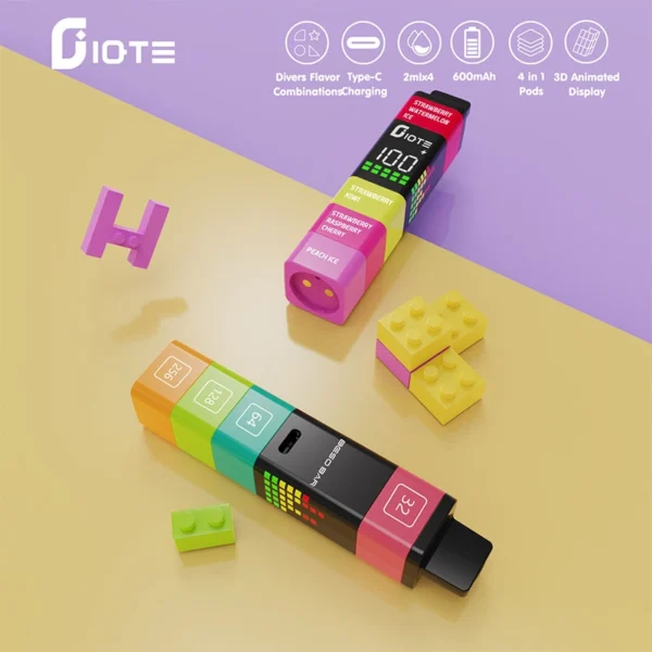 IQTE 2400 Puffs Four in One Multi Flavor Vape | One Set Rechargeable, Four Flavors - Imagem 6