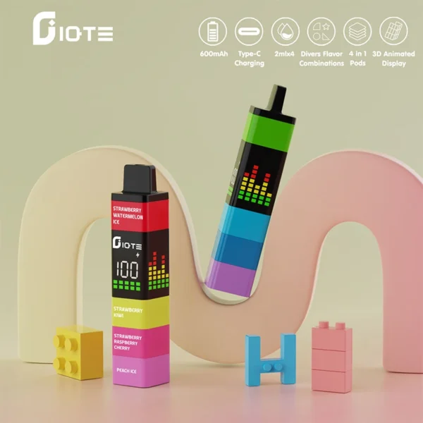 IQTE 2400 Puffs Four in One Multi Flavor Vape | One Set Rechargeable, Four Flavors - Imagem 4