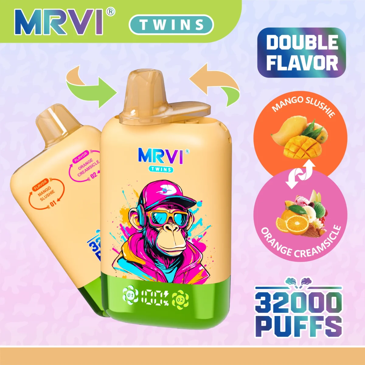 MRVI Twins 32000 Dual Flavor Disposable vape | Two flavors, big gulps, easy to handle. - Afbeelding 3