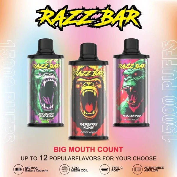 Razz Bar 15000 Puffs Disposable Vape | Big Puff Count with Bold Flavours - Kép 6