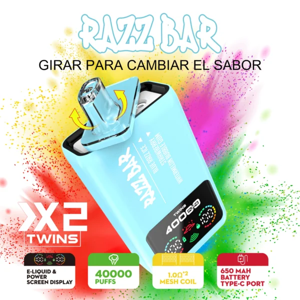 Razz Bar 40K Puffs Dual Flavor Tank Disposable Vape | Due gusti in uno, costruiti per durare nel tempo