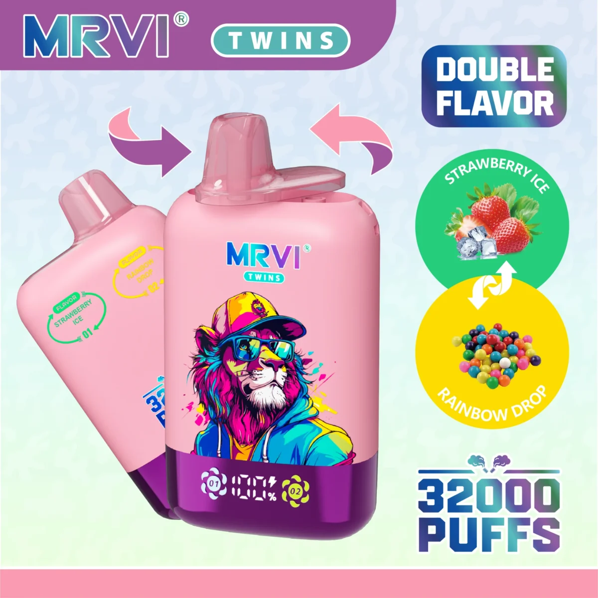 MRVI Twins 32000 Dual Flavor Disposable vape | Two flavors, big gulps, easy to handle. - Afbeelding 9