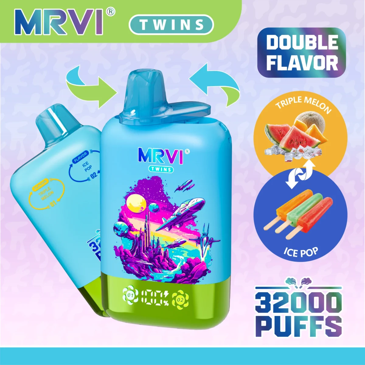 MRVI Twins 32000 Dual Flavor Disposable vape | Two flavors, big gulps, easy to handle. - Afbeelding 8