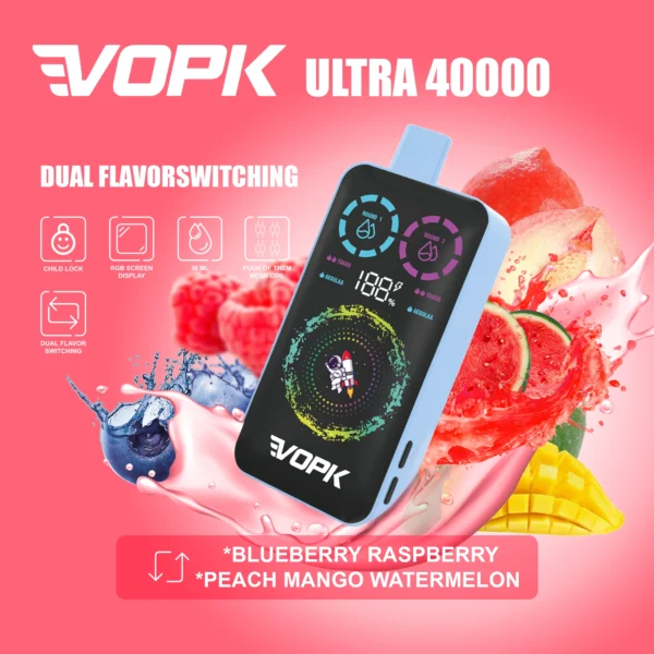 VOPK Ultra 40000 Puffs Dual Flavor Screen Vape | Grandi tiri, due gusti, zero problemi