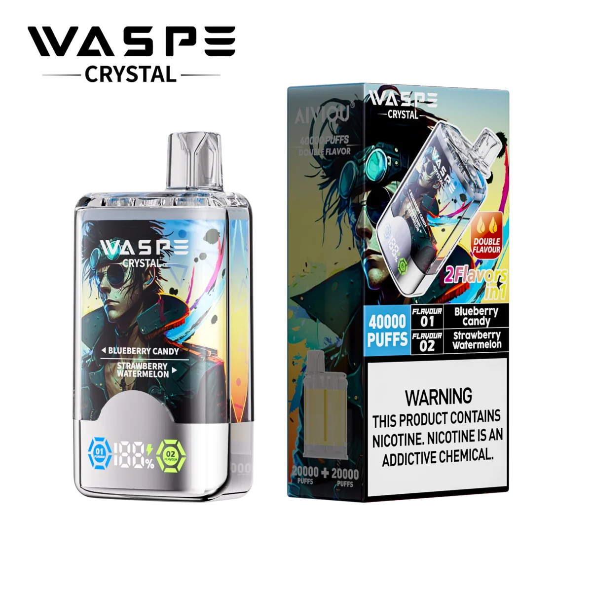 Waspe Crystal 40000 Puffs Dual Flavor Vape | Huge Capacity with Two Flavours in One - Immagine 4