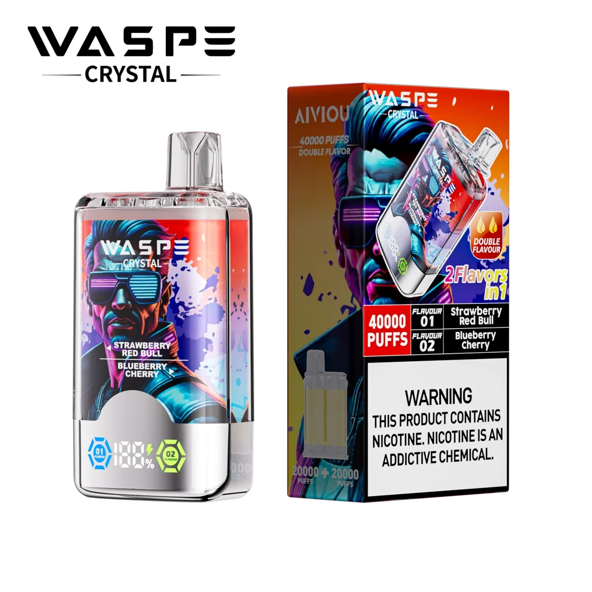 Waspe Crystal 40000 Puffs Dual Flavor Vape | Huge Capacity with Two Flavours in One - Immagine 3