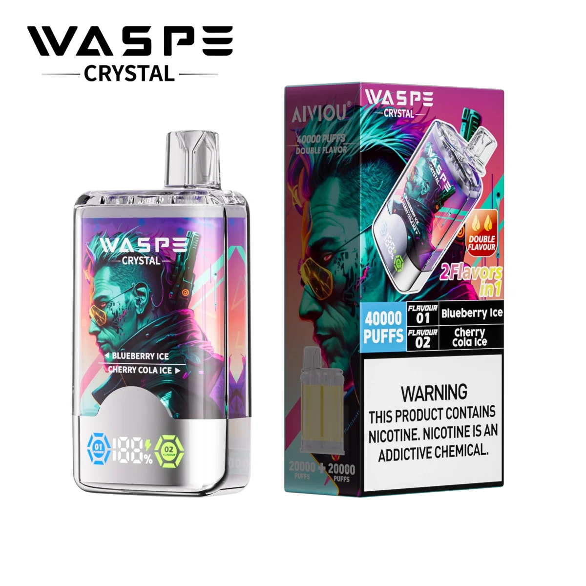 Waspe Crystal 40000 Puffs Dual Flavor Vape | Huge Capacity with Two Flavours in One - Immagine 12