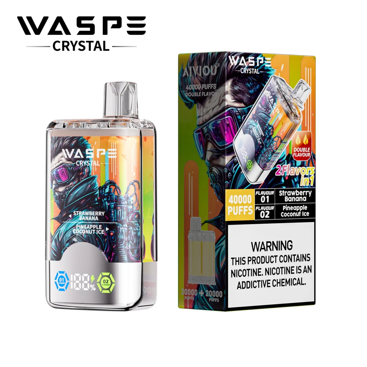 Waspe Crystal 40000 Puffs Dual Flavor Vape | Huge Capacity with Two Flavours in One - Immagine 9