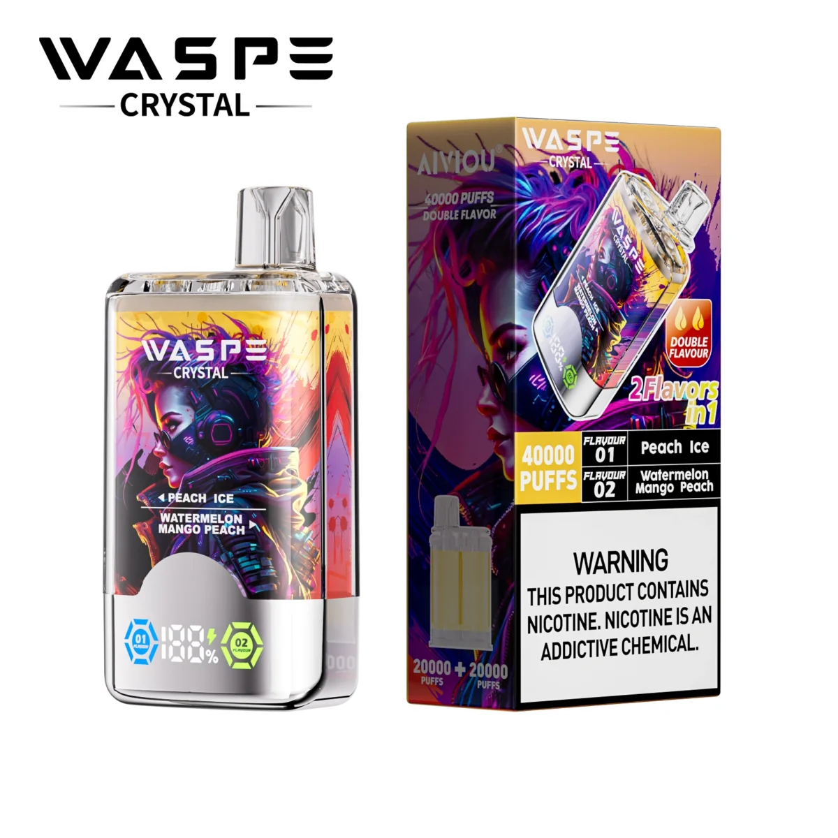 Waspe Crystal 40000 Puffs Dual Flavor Vape | Huge Capacity with Two Flavours in One - Immagine 8