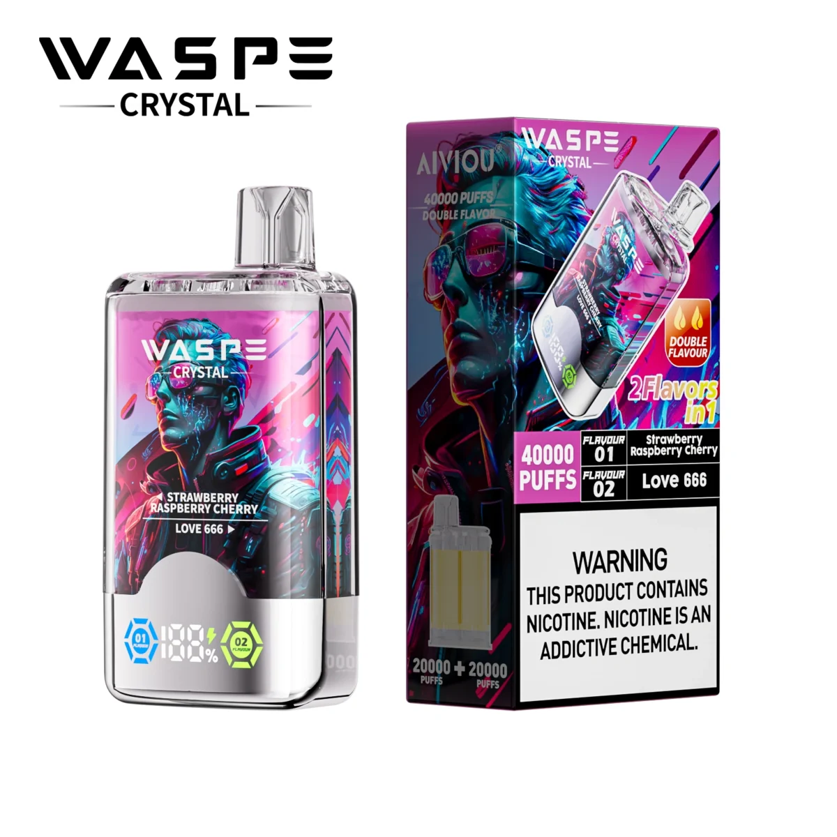 Waspe Crystal 40000 Puffs Dual Flavor Vape | Huge Capacity with Two Flavours in One - Immagine 7