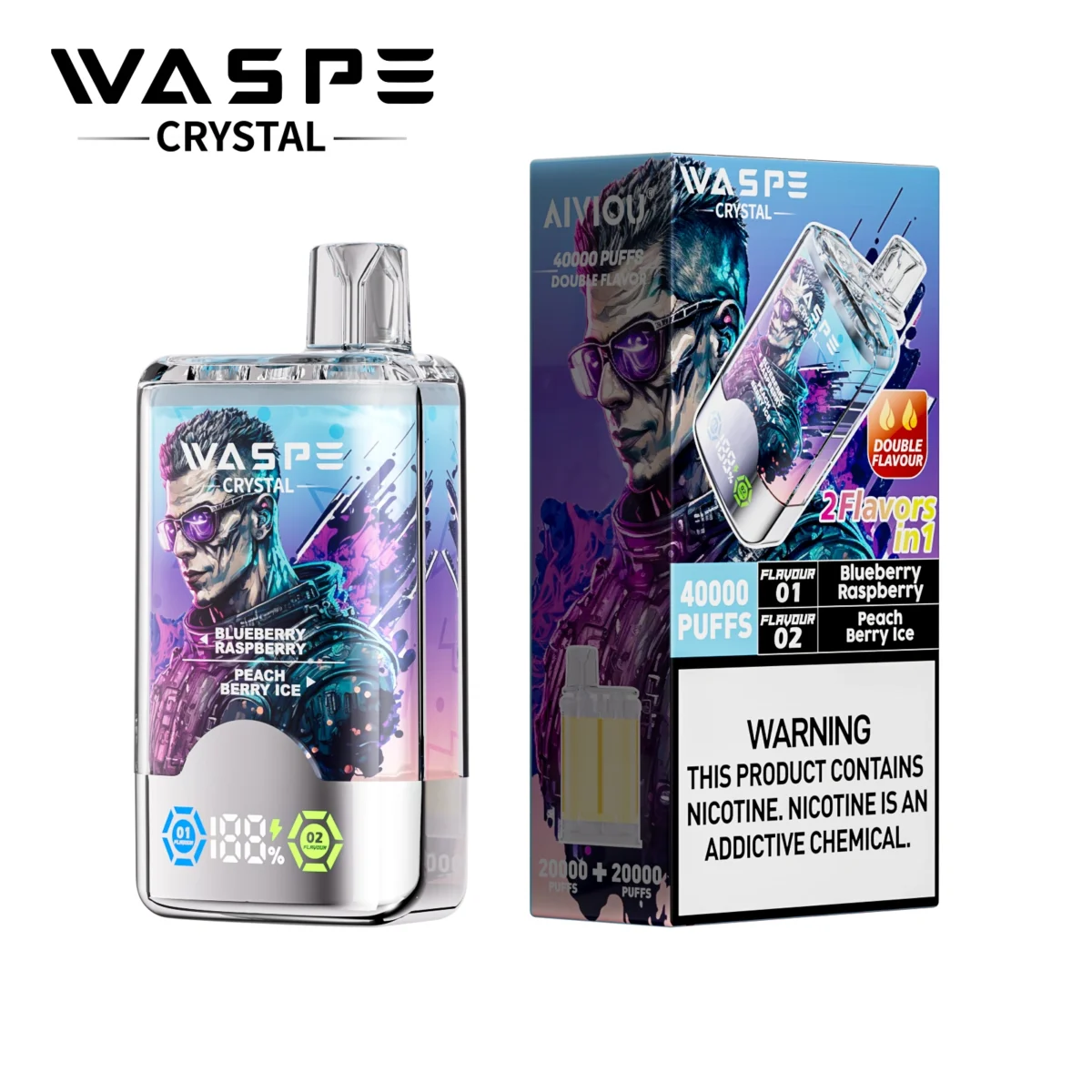 Waspe Crystal 40000 Puffs Dual Flavor Vape | Huge Capacity with Two Flavours in One - Immagine 6