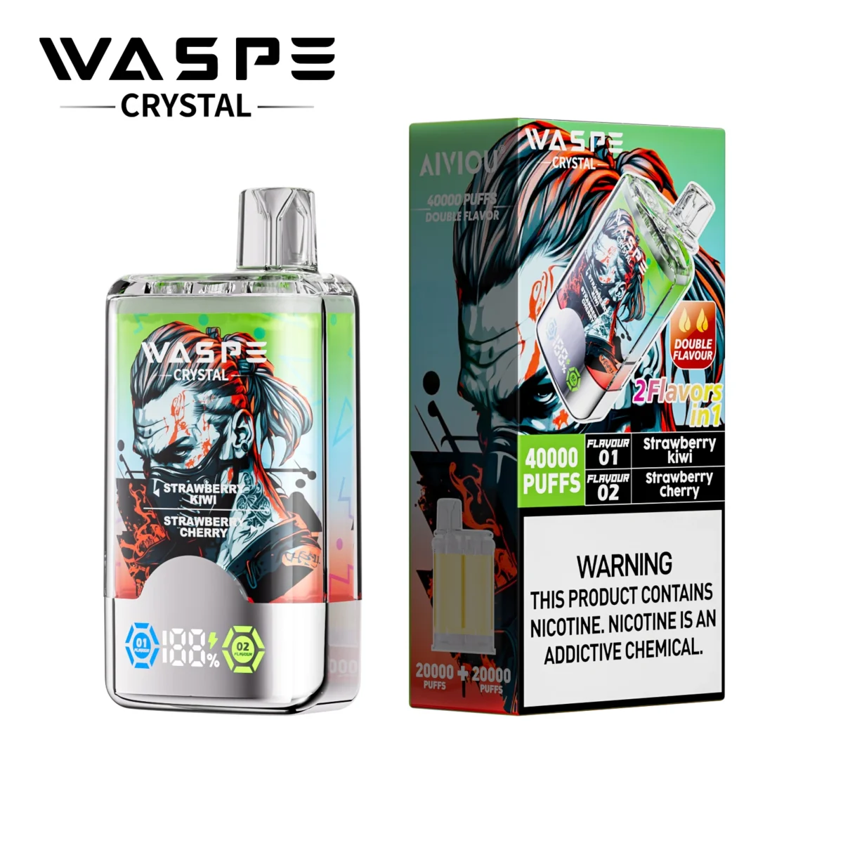 Waspe Crystal 40000 Puffs Dual Flavor Vape | Huge Capacity with Two Flavours in One - Immagine 5