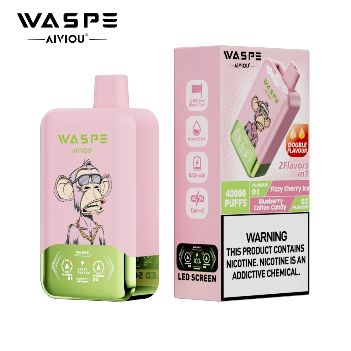 Waspe Double Flavor 40000 Puffs 2-in-1 LED Vape | Two flavours in one. Built to last - Immagine 8