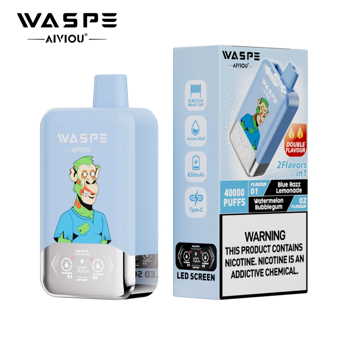 Waspe Double Flavor 40000 Puffs 2-in-1 LED Vape | Two flavours in one. Built to last - Immagine 7