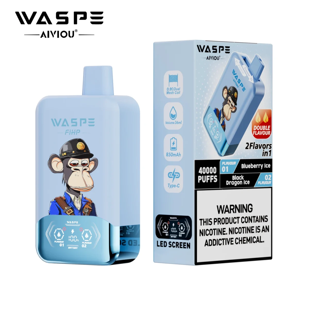 Waspe Double Flavor 40000 Puffs 2-in-1 LED Vape | Two flavours in one. Built to last - Immagine 6