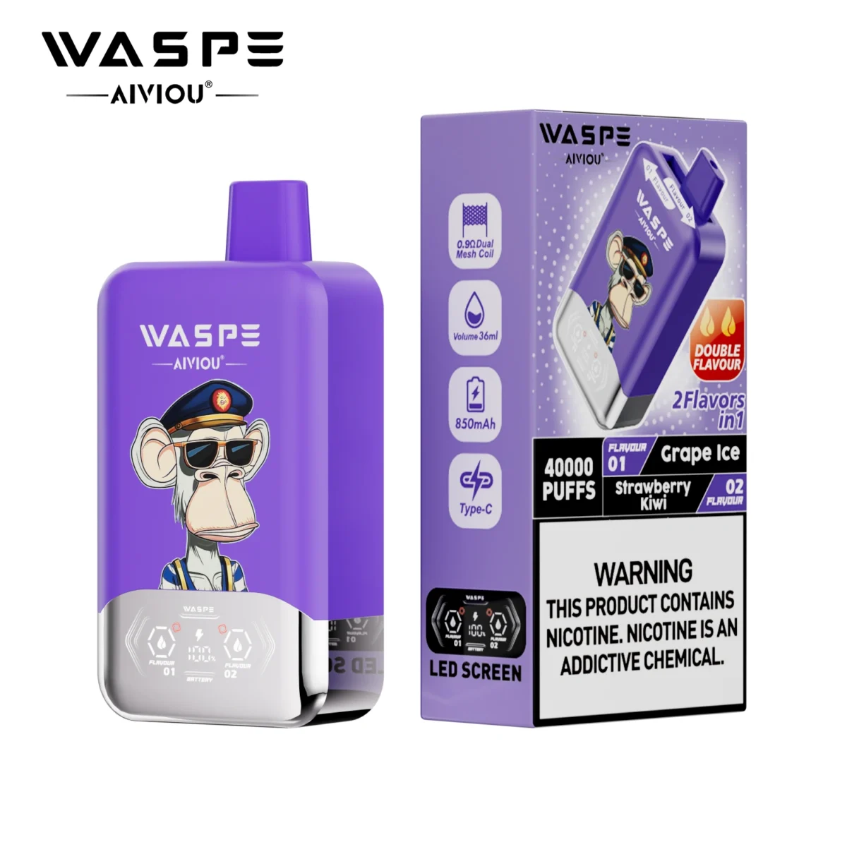 Waspe Double Flavor 40000 Puffs 2-in-1 LED Vape | Two flavours in one. Built to last - Immagine 5