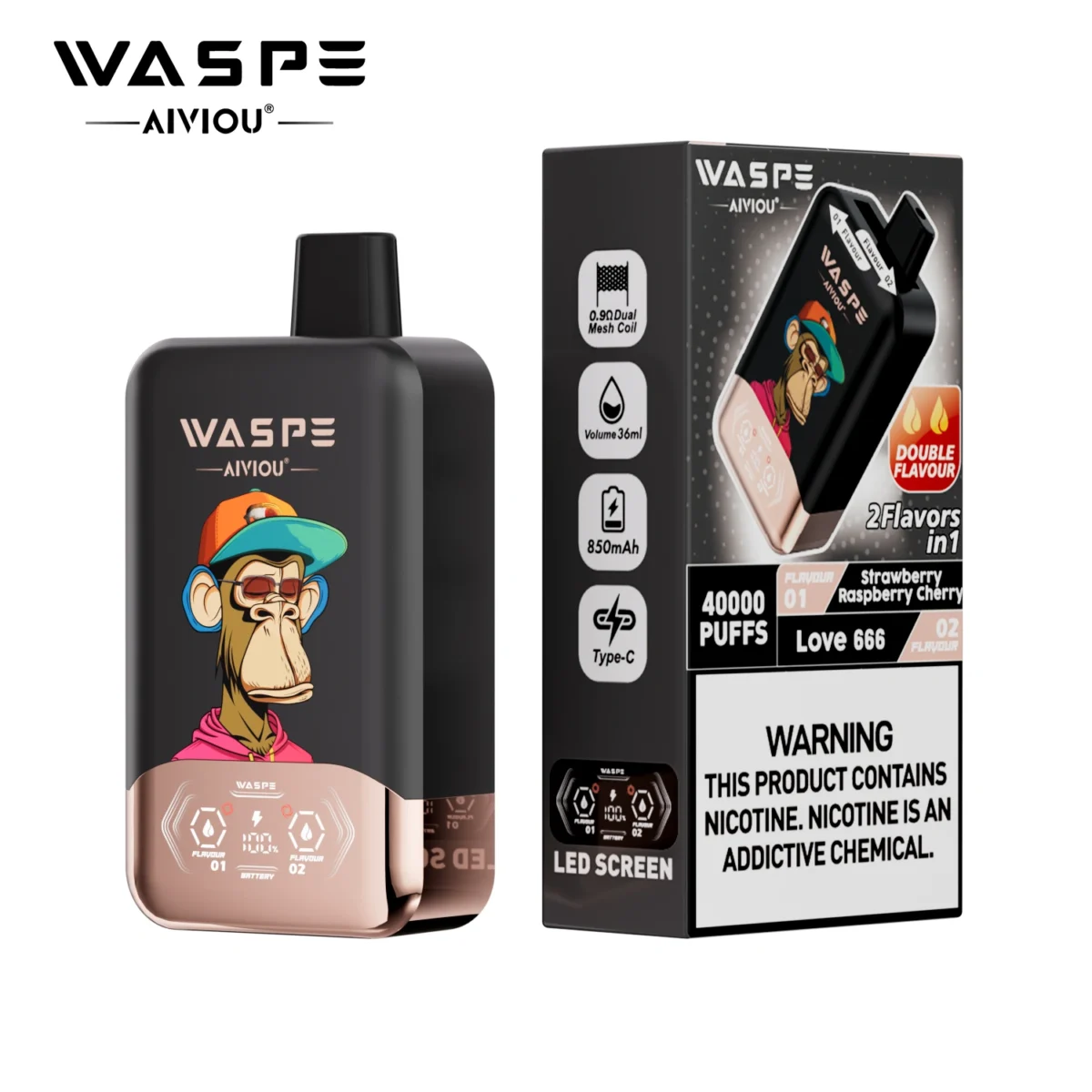 Waspe Double Flavor 40000 Puffs 2-in-1 LED Vape | Two flavours in one. Built to last - Immagine 15