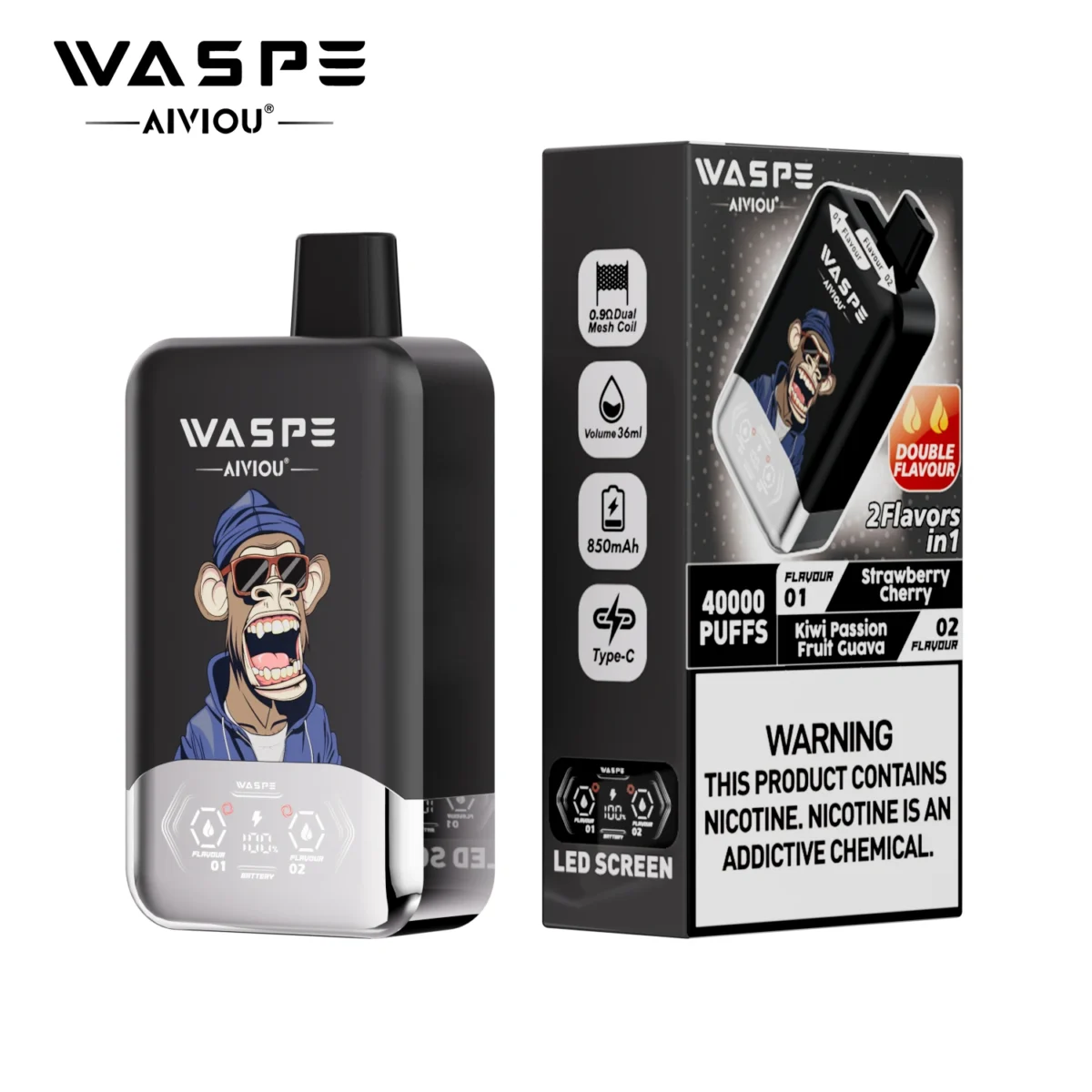 Waspe Double Flavor 40000 Puffs 2-in-1 LED Vape | Two flavours in one. Built to last - Immagine 14