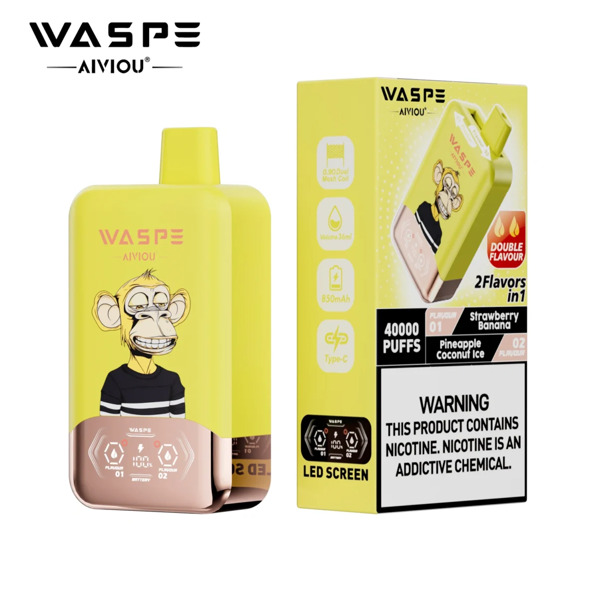 Waspe Double Flavor 40000 Puffs 2-in-1 LED Vape | Two flavours in one. Built to last - Immagine 13
