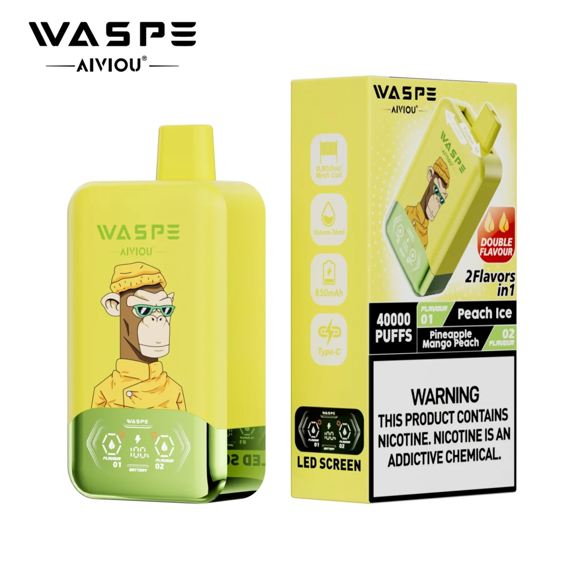 Waspe Double Flavor 40000 Puffs 2-in-1 LED Vape | Two flavours in one. Built to last - Immagine 12