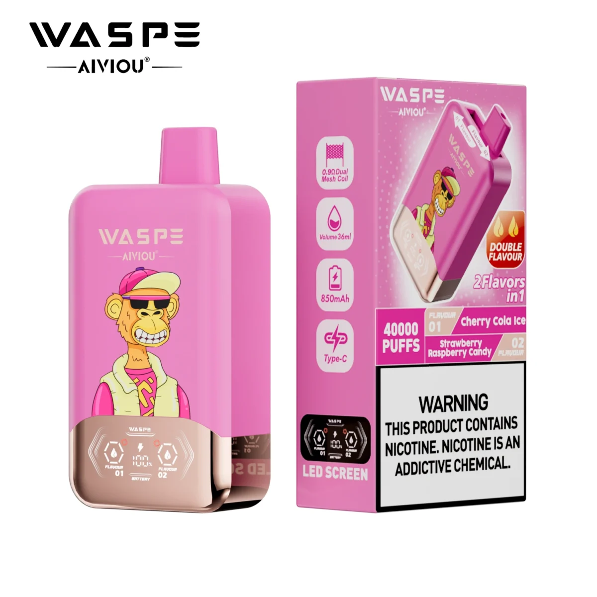 Waspe Double Flavor 40000 Puffs 2-in-1 LED Vape | Two flavours in one. Built to last - Immagine 11