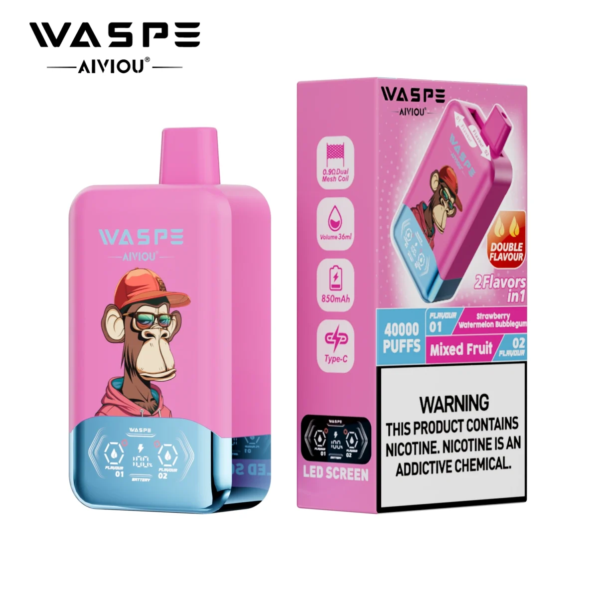 Waspe Double Flavor 40000 Puffs 2-in-1 LED Vape | Two flavours in one. Built to last - Immagine 10