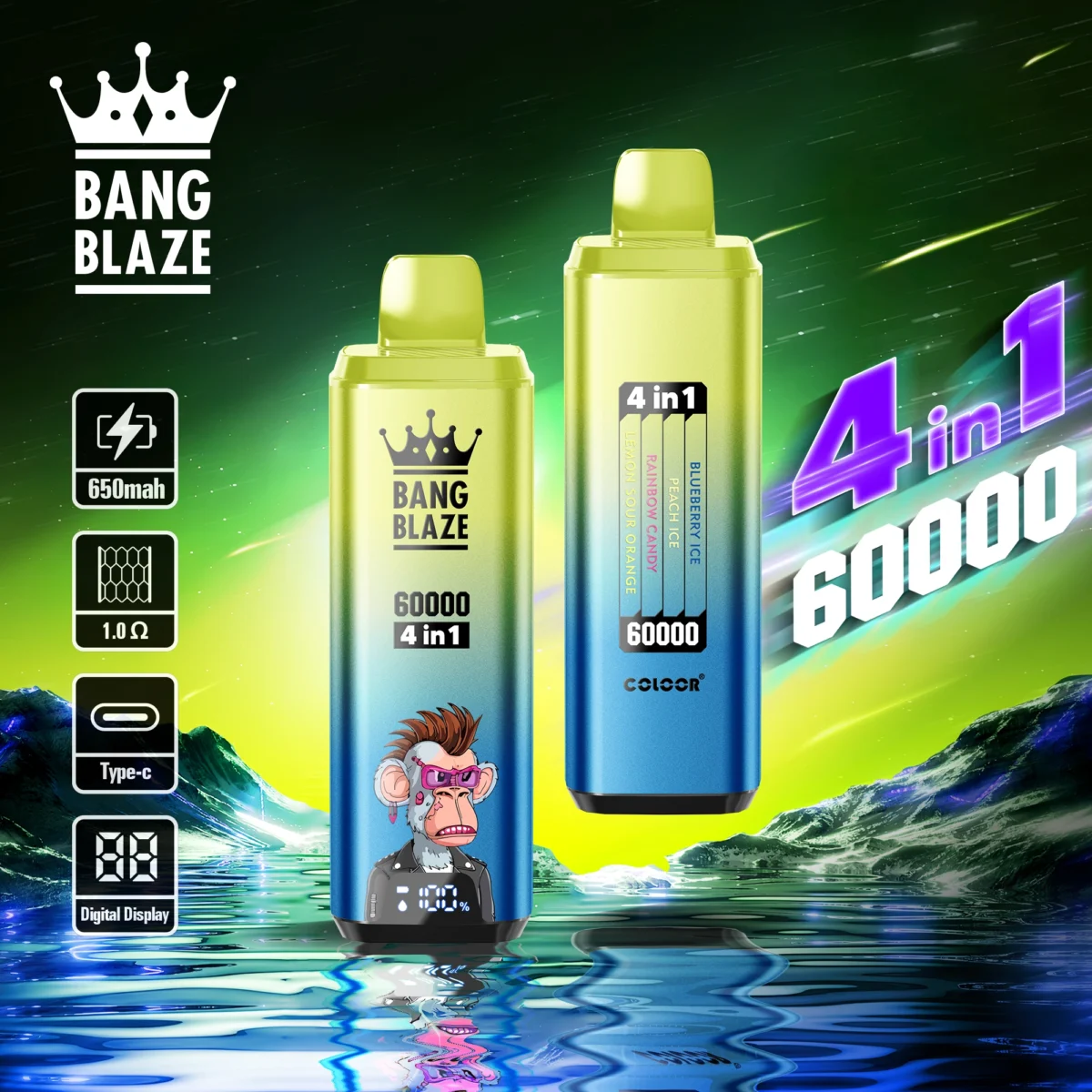 Bang Blaze 60k 60000 Puffs 4in1 Flavor Vape | Four Flavours On Tap, One Device That Lasts - Immagine 10