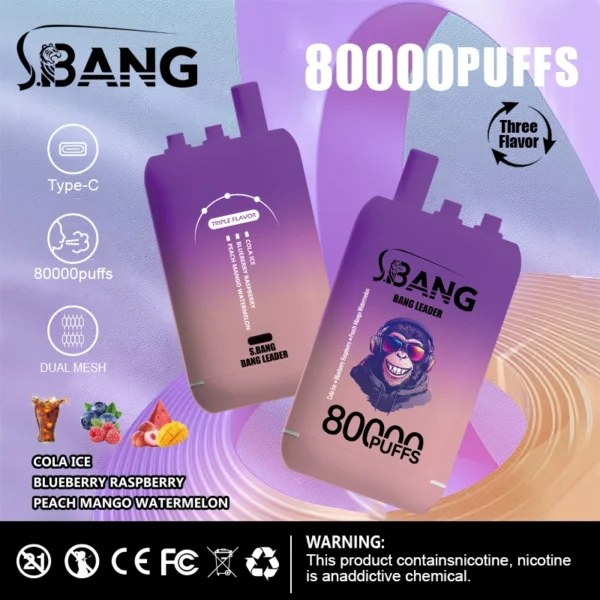 Bang Leader 80k 80000 Puffs 3in1 Flavor Vape | Three Flavours, One Simple Switch - Kép 5