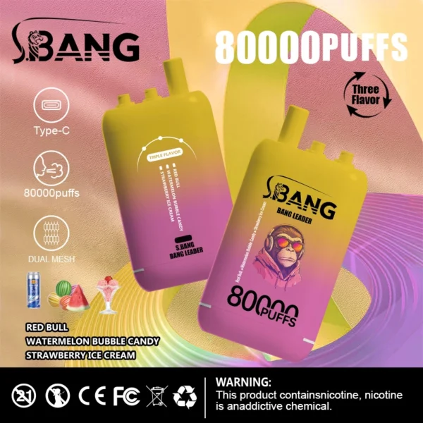 Bang Leader 80k 80000 Puffs 3in1 Flavor Vape | Three Flavours, One Simple Switch - Kép 3