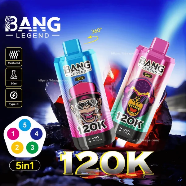Bang Legend 120K Vape 5-in-1 Flavors 120,000 Puffs Disposable Vape Independent Mesh Coils EU Warehouse Shipping - Image 13