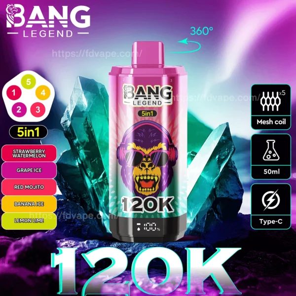 Bang Legend 120K Vape 5-in-1 Flavors 120,000 Puffs Disposable Vape Independent Mesh Coils EU Warehouse Shipping - Image 4