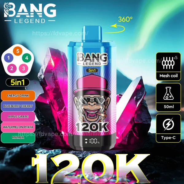 Bang Legend 120K Vape 5-in-1 Flavors 120,000 Puffs Disposable Vape Independent Mesh Coils EU Warehouse Shipping - Image 12