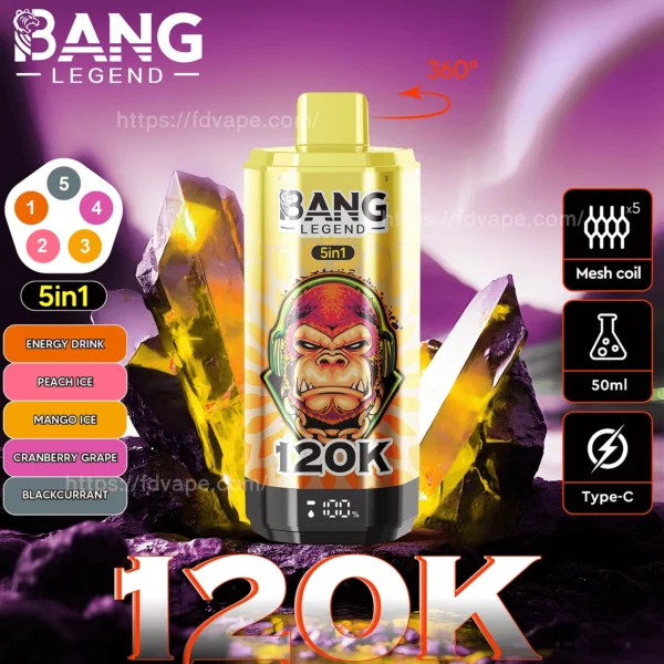 Bang Legend 120K Vape 5-in-1 Flavors 120,000 Puffs Disposable Vape Independent Mesh Coils EU Warehouse Shipping - Image 11