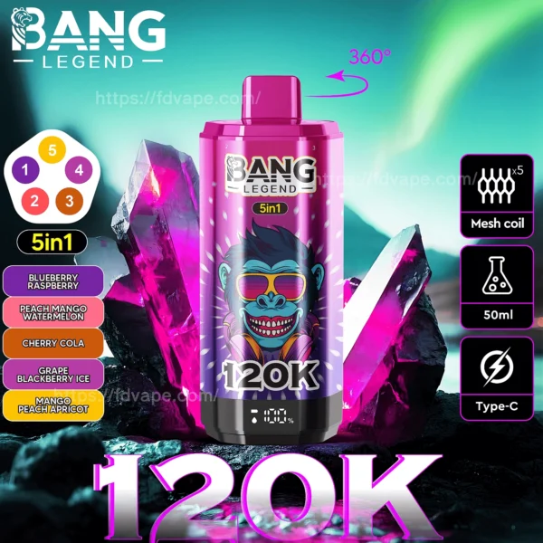 Bang Legend 120K Vape 5-in-1 Flavors 120,000 Puffs Disposable Vape Independent Mesh Coils EU Warehouse Shipping - Image 10