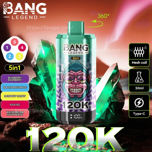 Bang Legend 120K Vape 5-in-1 Flavors 120,000 Puffs Disposable Vape Independent Mesh Coils EU Warehouse Shipping - Image 9