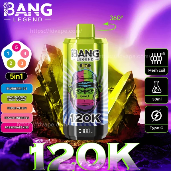 Bang Legend 120K Vape 5-in-1 Flavors 120,000 Puffs Disposable Vape Independent Mesh Coils EU Warehouse Shipping - Image 8