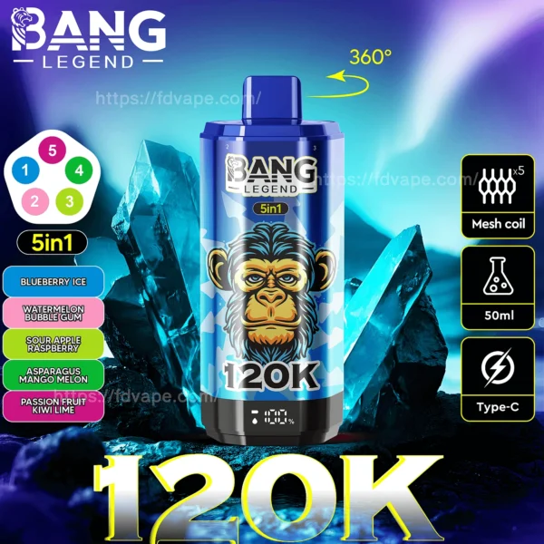 Bang Legend 120K Vape 5-in-1 Flavors 120,000 Puffs Disposable Vape Independent Mesh Coils EU Warehouse Shipping - Image 7