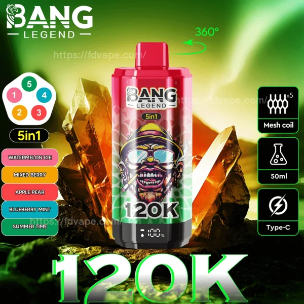 Bang Legend 120K Vape 5-in-1 Flavors 120,000 Puffs Disposable Vape Independent Mesh Coils EU Warehouse Shipping - Image 6