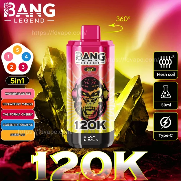 Bang Legend 120K Vape 5-in-1 Flavors 120,000 Puffs Disposable Vape Independent Mesh Coils EU Warehouse Shipping - Image 5