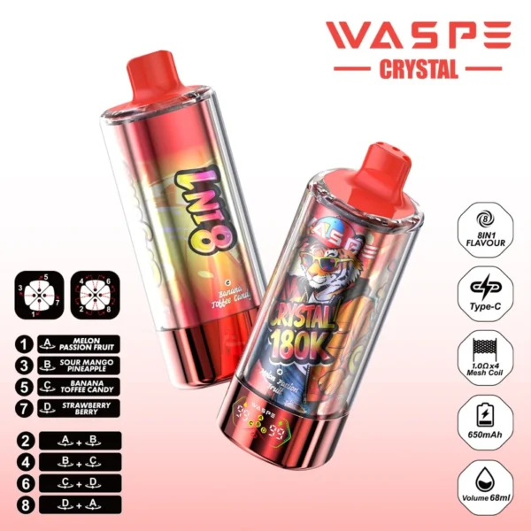 WASPE 8in1 Crystal 180000 Puffs LED Screen Disposable Vape | Switch Flavours, Stay Charged, Vape Longer - Image 10